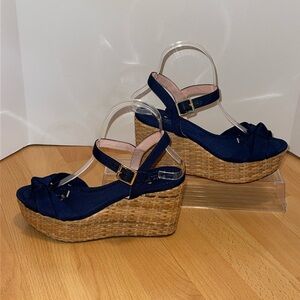 KATE SPADE Tilly Wedge Platform Wicker Sandals